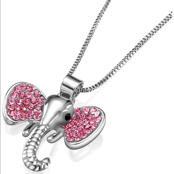 Jewelry - 🆕NWOT Silver & Pink Cute Elephant Animal Necklace
